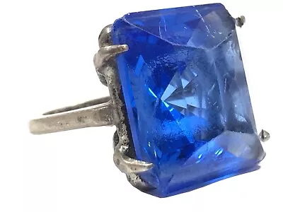 Vintage Beautiful Ladies Blue Stone Sterling Silver Ring Sz 7 - 11.9 Grams • $8.80