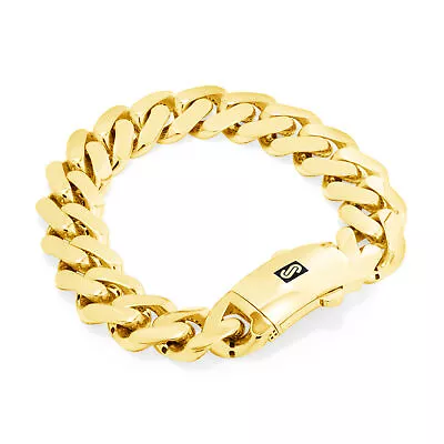 10K Yellow Gold Miami Cuban 15mm Royal Monaco Link Chain Bracelet 8  8.5  9  • $985.99