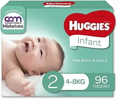 Infant Nappies Size 2 (4-8Kg) 96 Count • $41.18