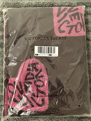 Victoria Secret Blanket 50 X 60 Black With Pink Hearts • $16