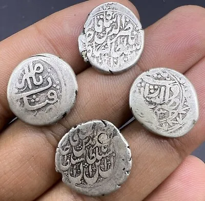 Collectable 4 Pics Rare Ancients Islamic Mughal Different Kings Pure Sliver Coin • $150