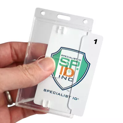 3 Pack - Crystal Clear Vertical ID Badge Holder - Rigid Plastic For Single Card • $6.99