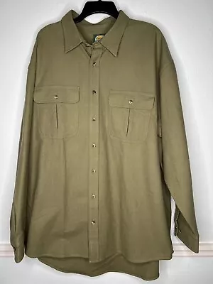 Cabelas Shirt Mens 2XL Tall Deerskin Soft Chamois Flannel OD Green Hunting • $24.97