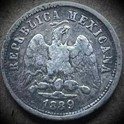 Mexico Second Republic - 1889 - 10 Centavos - 135 Year Old Mexican Silver Coin • $20