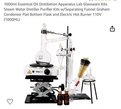 1000ml Distillation Apparatus Lab Water Essential Oil Distiller Glassware Kit • $65