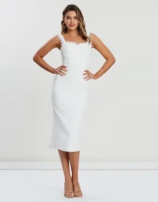$180 • Buy Georgy Collection White Lace Dress Size M/10 BNWT