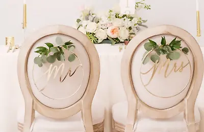 Style Me Pretty Wedding Decor Chair Sign Set Mr Mrs Gold Script NWT • $30
