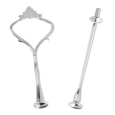 2 Tier Cake Plate Stand Crown Handle Fitting Hardware Rod Plate Wedding Party • £2.65