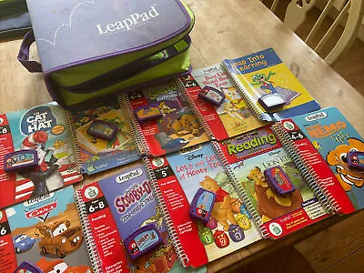 Leap Pad Leap Frog 10 Games Books & Cartridges Bundle With Leap Pad Case • £35