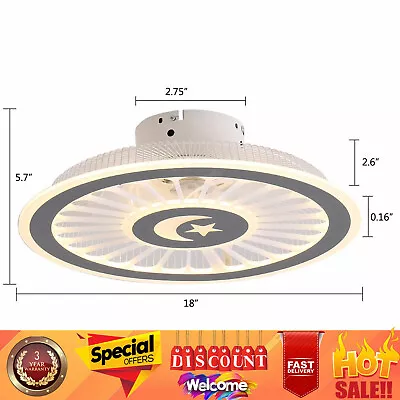 18'' Ceiling Fan W/ Light Remote LED Chandelier Flush Mount Light Fit Bedroom • $48.88