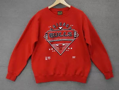 Vintage Home Team Chicago Bulls Pullover Sweatshirt Red Size Large Made In USA • $39.99