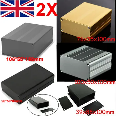 2X Aluminum Instrument Box Enclosure Electronic Project Case PCB Junction Box • £19.89