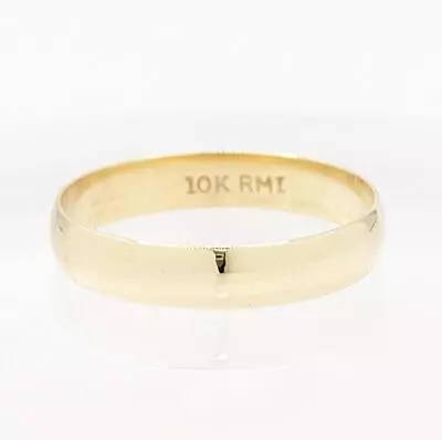 10K 4.13mm Yellow Gold 2.2g Gent's Gold Plain Classic Wedding Band Ring Size:10 • $123.49