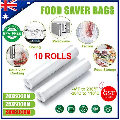 +20 Rolls Vacuum Food Sealer Saver Bag Seal Storage Commercial Grade 20/25/28X6M • $34.15