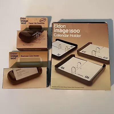 NEW Vintage 80’s Eldon Office Desk Set 3 Pcs Image 1500 /SMOKE  Retro MCM / NIB • $89.99