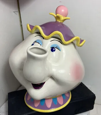 Vtg Disney Music Box Mrs Potts Teapot Beauty Beast Schmid 7.5  Ceramic • $28.80