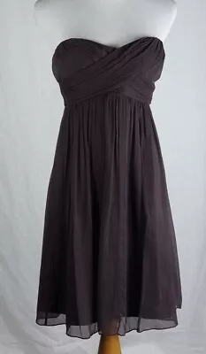 J Crew Mini Dress Size 6 Taryn Silk Chiffon Strapless Black Plum New • $38.99