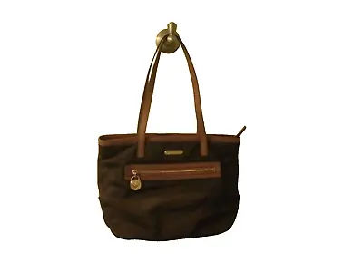 Michael Kors Kempton Dark Brown Nylon Leather Trim Tote Shoulder Bag • $10
