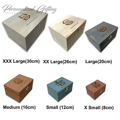 £38 • Buy Personalised Large Wooden Keepsake Boxes Painted Engraved Small Wood Gift Box