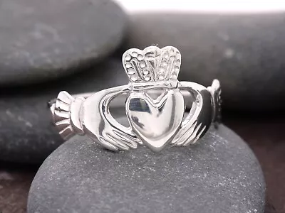 Sterling Silver Ladies Claddagh Dress Ring Size G - Y High Quality British Made • £17.99