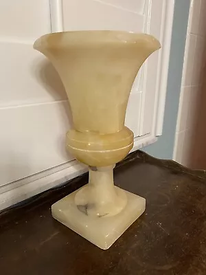 Vintage Italy Heavy 10 Inches Tall Urn Alabaster Vase • $149.99