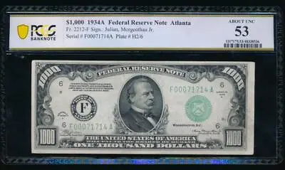 AC 1934A $1000 Atlanta ONE THOUSAND DOLLAR BILL PCGS 53 • $5699
