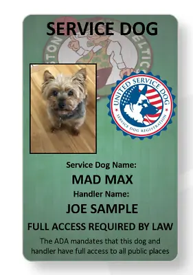 $7.99 • Buy Celtics Service Dog/Emotional Support/Therapy Dog ID Card 