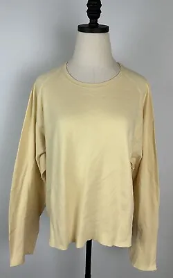 Vintage 90s RUSSELL Butter Yellow Tee WOMENS XL Raglan Blank Pullover Workout • $19.99