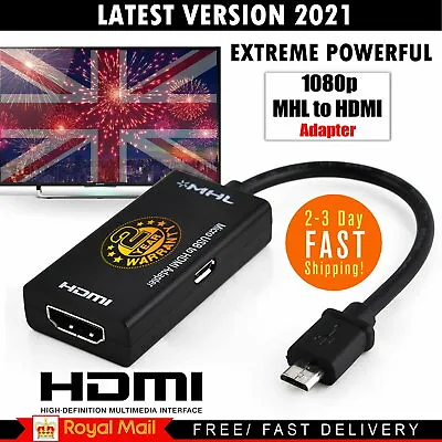 Micro USB To HDMI Cable MHL Adapter 1080p HD TV Android Phone Samsung  • £4.99