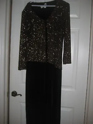 AGB Mother Of The Bride/Groom Formal Black/Gold V-neck Gown - Size 16 - Nwot • $49.99