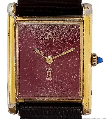 Cartier Argent Tank 925 Sterling Silver Vermeil Running Wrist Watch To Restore • $58
