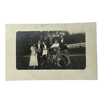 Original C1920 Indian Motorcycle Postcard W/family On Ranch Al • $45