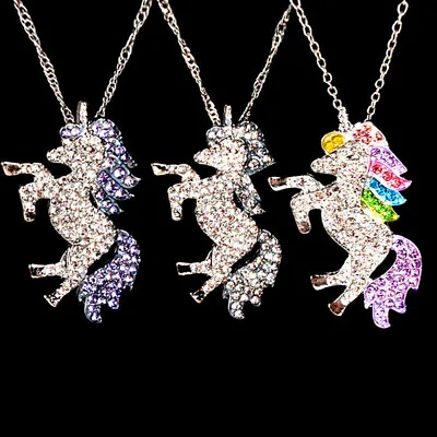 Unicorn Pendant Necklace Chain Flying Horse Kids Girls Jewellery Party Xmas Gift • £3.69