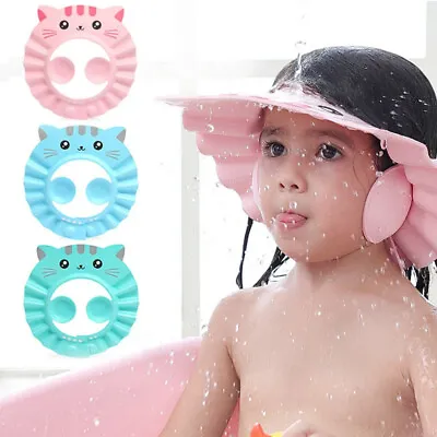 Ear Protection Hair Wash Hat Baby Shower Cap Bath Head Cover Shampoo Shield • £5.73