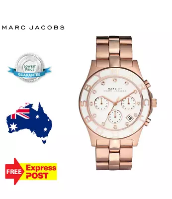 New Marc Jacobs Blade Mbm3082 Rose Gold/white/crystal Womens Ladies Quartz Watch • $249.99