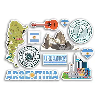 A5 Sticker Sheet Argentina Vinyl Stickers - Country Holiday Flag Travel #78476 • £3.99