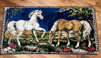 Vintage Horse Multicolor Hanging Wall Rug Decor Tapestry 37” X 19” Italy • $18