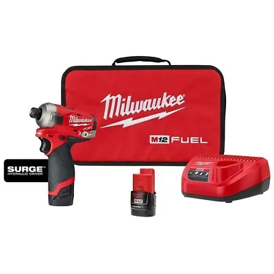 Milwaukee 2551-22 M12 FUEL SURGE 1/4 Hex Hydraulic Impact Driver Kit 110 Or 240v • £229.99