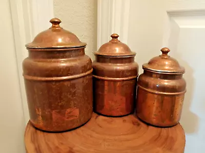 A Set Of 3 Vintage Copper Kitchen Containers • $15