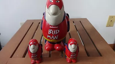 1989 Anheuser- Busch Budweiser Budman Stein & Matching Salt & Pepper Shakers • $40