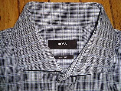 Hugo Boss Men's Sharp Fit Cutaway Dress Shirt Size 15 1/2 & 34-35 Hardly Worn! • $27.99