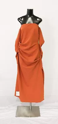 Asos Design Women's Bardot Ruched Sleeve Midaxi Dress AK1 Rust Size US 10 NWT • $34.99