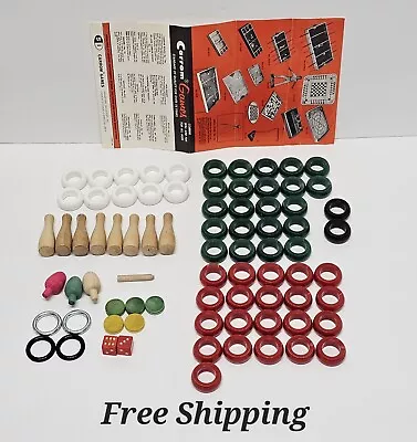 Vintage Carrom Board Game Wood & Plastic Replacement Pieces   • $40