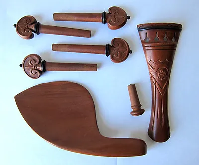 Hand-Carved Jujube Violin Fittings:Tailpiece/Chinrest/Pegs/Endpin • $52.99
