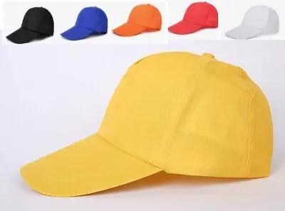 £3.69 • Buy Mens Womens Plain Baseball Cap Adjustable Peak Sport Summer  Polyester Caps