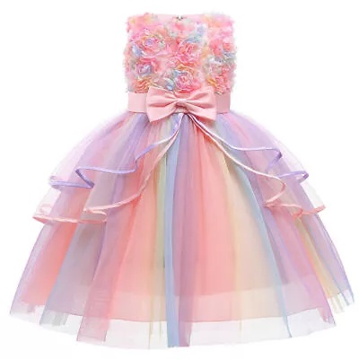 Children Girl Baby Dress Round Neck Cake Princess Dress Christmas Evening Dress • £18.99