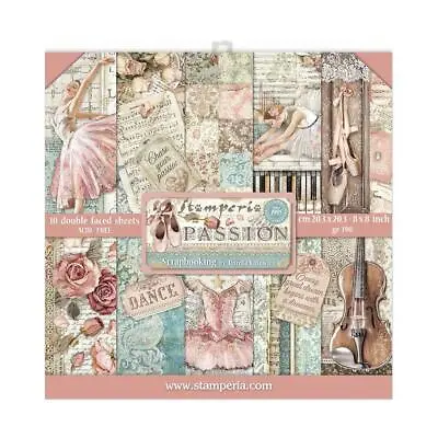 £10.24 • Buy Stamperia 'PASSION' 8x8  Paper Pack 10 Sheets Ballet Cardmaking SBBS29