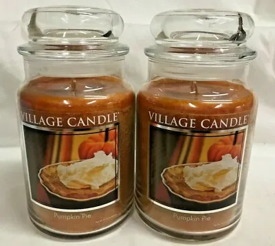 Village Candle Lot (2) PUMPKIN PIE Large Jar Candle Two Wicks Think Fall! • $49.99