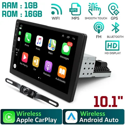 $98.99 • Buy 10.1  Apple/Android Carplay Car Stereo Radio Bluetooth Single 1 Din Touch Screen
