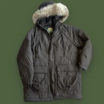 Cabela’s Premier Northern Goose Down Parka Coat Mens Size M  Brown Jacket Fur • $52.99